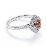 Art Deco 1.25 Carat Cushion Cut Peach Morganite and Diamond Engagement Ring in 10k Rose Gold Stunning Ring