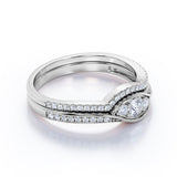 Swirl Trilogy 1.5 CT TDW Round Cut Diamond Channel Setting Wedding Set - Bridal Set