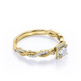 Infinity 1 carat Square Cut Moissanite and Diamond Halo Promise Ring in White Gold