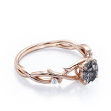 Twig 1.05 ct Round Black Rutilated Quartz Infinity Engagement Ring