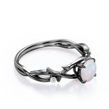 Floral 1.05 Ct Round Cut Lab Created Opal Engagement Ring