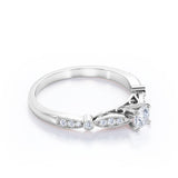 Certified Art Deco 0.50 Ct Round Lab Diamond Engagement Ring