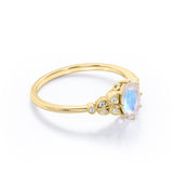 Vintage Leaf 0.85 ct Oval Moonstone Engagement Ring