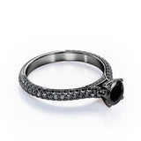 1.35 ct Round Lab Black Diamond Cathedral Engagement Ring