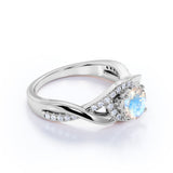 1.25 Carat Round Moonstone Wedding Ring in Rose Gold - Vintage Moonstone Ring