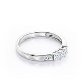 Seven Stone - 0.25 TCW Princess and Round Cut Diamond - Shared Prong Pave Wedding Band in White Gold