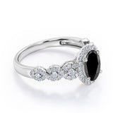 Twisted Pave Set 1.45 Carat Oval Cut Black Diamond Halo Infinity Engagement Ring In Rose Gold