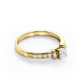 Certified Channel Set 0.50 Ct Princess Lab Diamond Engagement Ring