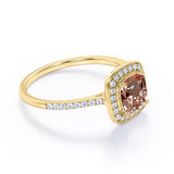 Vintage Style 1.50 Carat Cushion Cut Peach Pink Morganite Solitaire Engagement Ring in Rose Gold