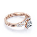 Cherished  0.7 carat Heart Moissanite and Diamond Bridal Ring Set in Rose Gold