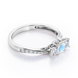 Scale Bridge Accent 0.65 carat Princess Moonstone and Moissanite Twisted Wave Engagement Ring in White Gold