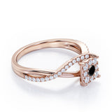 Semi Twisted Infinity 0.9 Carat Round Shape Black Diamond Square Floral Cluster in White Gold