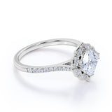 1.25 Carat Cushion Cut Moissanite Floral Engagement Ring