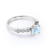 1.10 Carat Round Shape Moonstone Wedding Ring in Rose Gold - Vintage Moonstone Ring