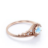 0.65 ct Round Moonstone Art Deco Engagement Ring