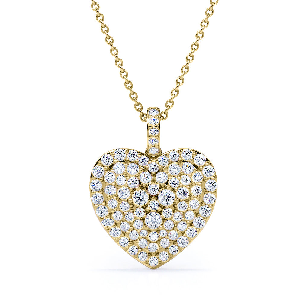 Multiple Stones 0.45 Carat Round Cut Moissanite Heart Shaped Clustered Pendant Necklace In Rose Gold