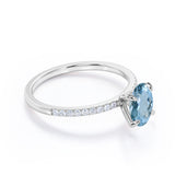 Unique 1.25 Carat Oval Cut Aquamarine and Diamond Halo Beautiful Engagement Ring in White Gold