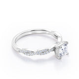 Certified Twisted 0.50 Ct Princess Lab Diamond Engagement Ring