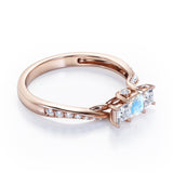 Scale Bridge Accent 0.65 carat Princess Moonstone and Moissanite Twisted Wave Engagement Ring in White Gold