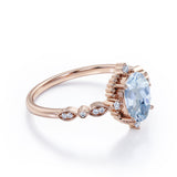 1.25 ct Oval Cut Aquamarine Antique Art Deco Engagement Ring