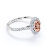 1.50 ct Oval Morganite Halo Engagement Ring
