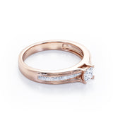 Certified 0.50 Ct Princess Lab Diamond Channel Engagement Ring