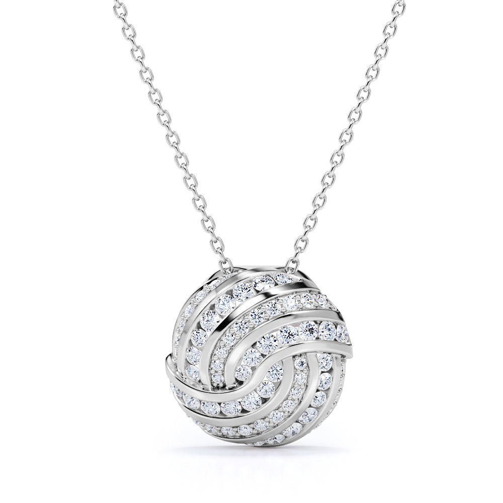 Intertwined 0.55 carat Round Moissanite/ Diamond Pendant Necklace in 18 Black Gold Over Silver