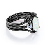 Nature 1.15 Ct Hexagon Cut Lab Created Opal Wedding Ring Set