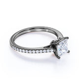 1 Ct Princess Cut Diamond Pave Engagement Ring