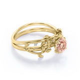 1 ct Round Morganite Nature Inspired Bridal Set