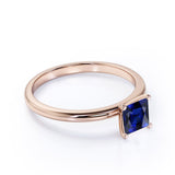 1 Carat Princess cut Sapphire Solitaire Engagement Ring in Rose Gold