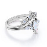 1 Ct Kite Cut Lab Created Opal Tiara Wedding Ring Set