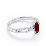 Affordable 1.45 Carat Marquise Cut Lab-Created Ruby And Diamond Double Shank Engagement Ring In White Gold