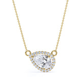 Halo 1.1 carat Pea Moissanite Pendant with Necklace in 18k Rose Gold Over Silver