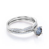 Pave 0.70 Ct Round Cut Salt and Pepper Diamond Wedding Ring Set