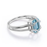 1.50 ct Emerald Aquamarine Split Shank Engagement Ring