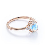 1.25 ct Oval Blue Moonstone 7 stone Engagement Ring
