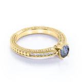 Tapered 0.65 Ct Round Salt and Pepper Diamond Engagement Ring