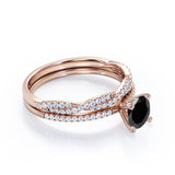 1.50 ct Round Lab Black Diamond Infinity Pave Bridal Set