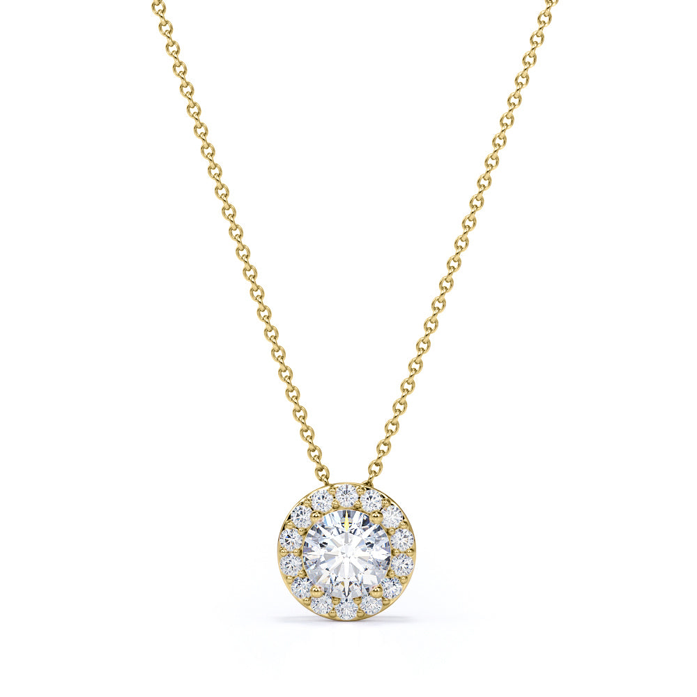 Classic Elegant 1.1 carat Round Moissanite Pendant in 18k Black Gold Over Silver