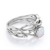 1.15 Ct Round Cut Lab Created Opal Twisted Bridal Set