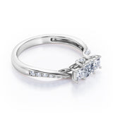 Certified Three Stone 0.50 Ct Princess Lab Diamond Engagement Ring