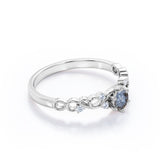 Leaf 0.60 Ct Round Salt and Pepper Diamond Engagement Ring