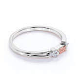 1.25 Carat Baguette Cut East West Setting Morganite and Diamond Engagement Ring in 10k Rose Gold for Women