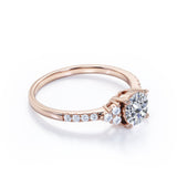Classic 7 Stone Cluster 1 CT TDW Round Cut Diamond Engagement Ring for Her in Rose Gold