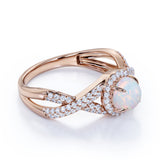 1.50 Ct Round Cut Lab Created Opal Infinity Engagement Ring