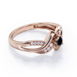 Distorted Unique Twisted Rope 0.6 carat Round Black Diamonds Promise Ring in Rose Gold