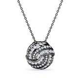 Intertwined 0.55 carat Round Moissanite/ Diamond Pendant Necklace in 18 Black Gold Over Silver