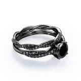 1.75 ct Round Lab Black Diamond Double Twisted Bridal Set