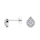 6 Prong Bezel 1.10 Carat Round Cut Certified Moissanite and Diamond Halo Studs - Bridal Earrings